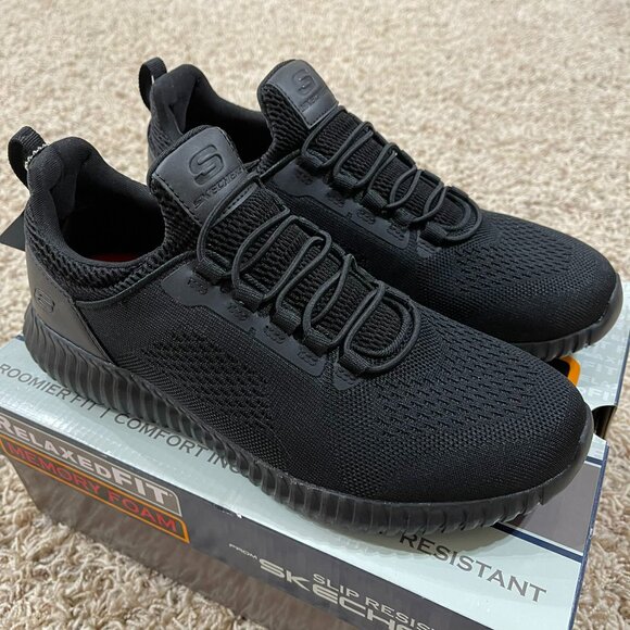 Skechers Men’s Relaxed Fit Cessnock Slip Resistant Work Shoes Black Size 8 (New) - Picture 5 of 16